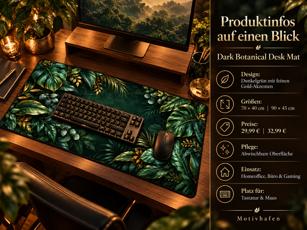 Dark Botanical Desk Mat Produktinformationen