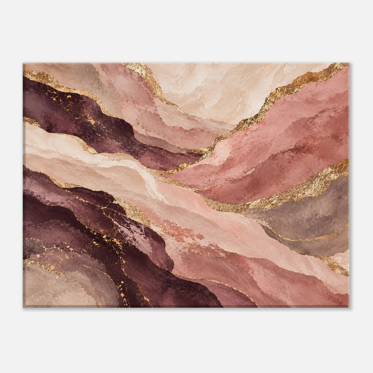 Blush & Gold – abstraktes Leinwandbild in Rosa und Plum