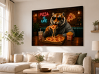 Tiger mit Pizza – humorvolles Leinwandbild, Produktansicht 2