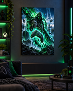 Grüner Cyber-Wächter – Gaming-Leinwandbild, Produktansicht 3