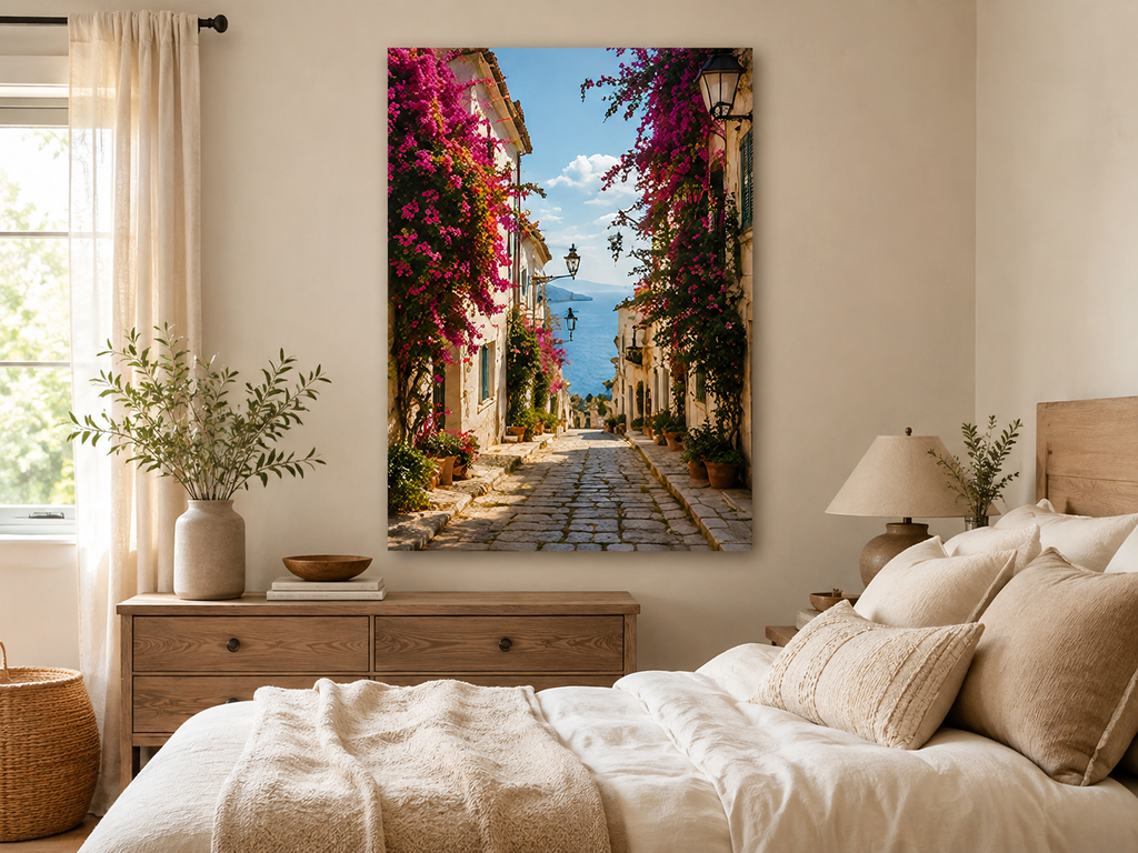 Mediterrane Gasse mit Bougainvillea – weitere Produktansicht