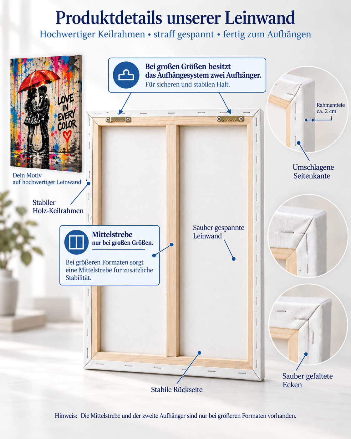 YOU AND ME – minimalistisches Leinwandbild in Beige