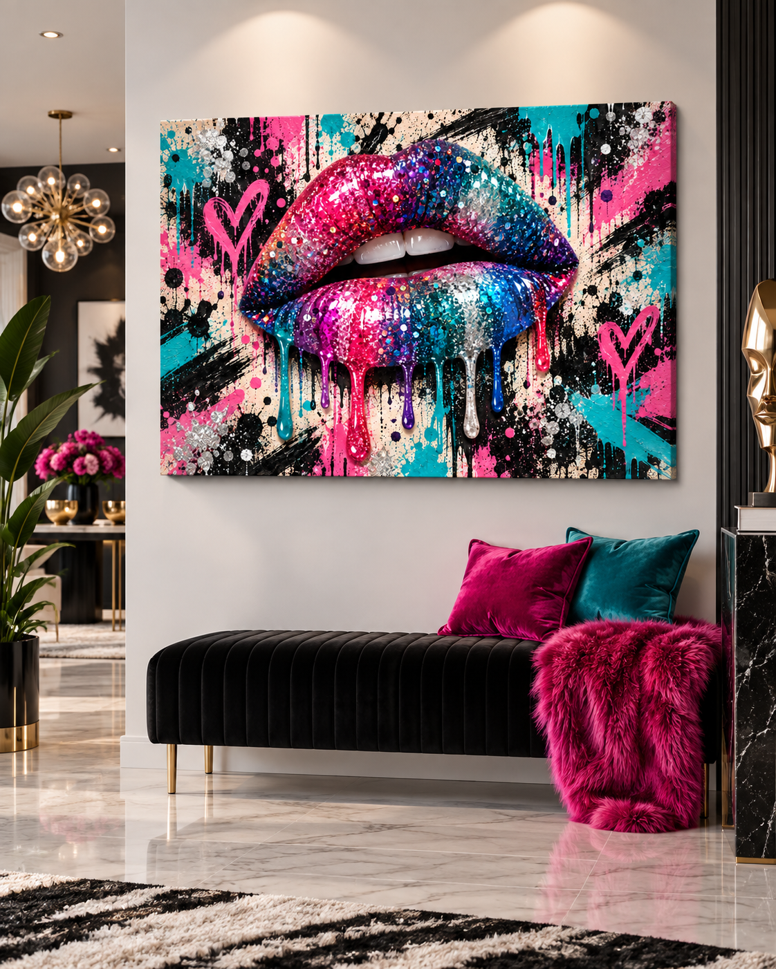 Glitzer Lippen Leinwandbild Pop Art – Produktansicht 15 – Motivhafen