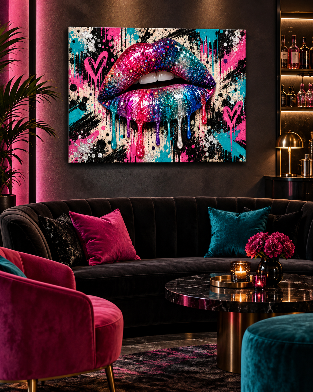 Glitzer Lippen Leinwandbild Pop Art – Produktansicht 11 – Motivhafen