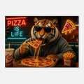 Tiger mit Pizza – humorvolles Leinwandbild, Produktansicht 1