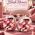 Blush Runner AirPods Max Schutzhüllen – korrigiertes Premium-Mockup mit vollständiger Läuferin auf beiden Ohrmuscheln