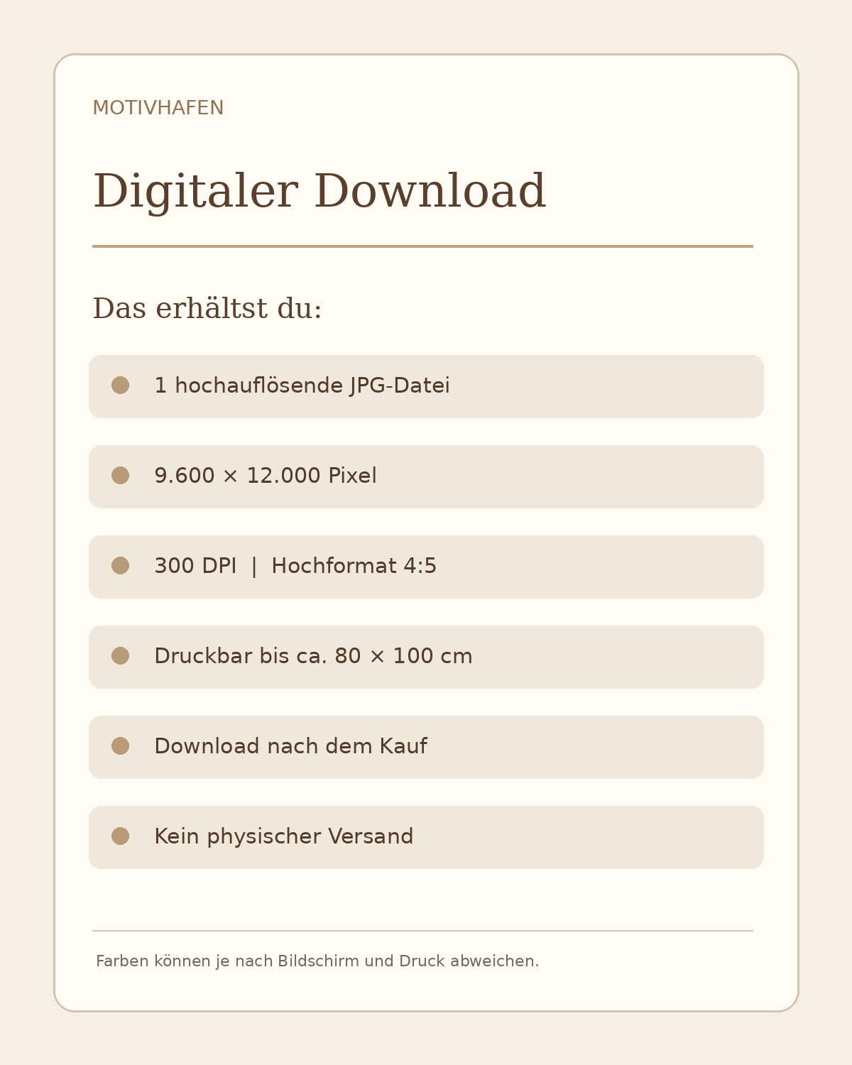 Hinweise zum digitalen Download und zur Druckdatei