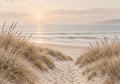 Dünenpfad zum Meer im Abendlicht – Leinwandbild