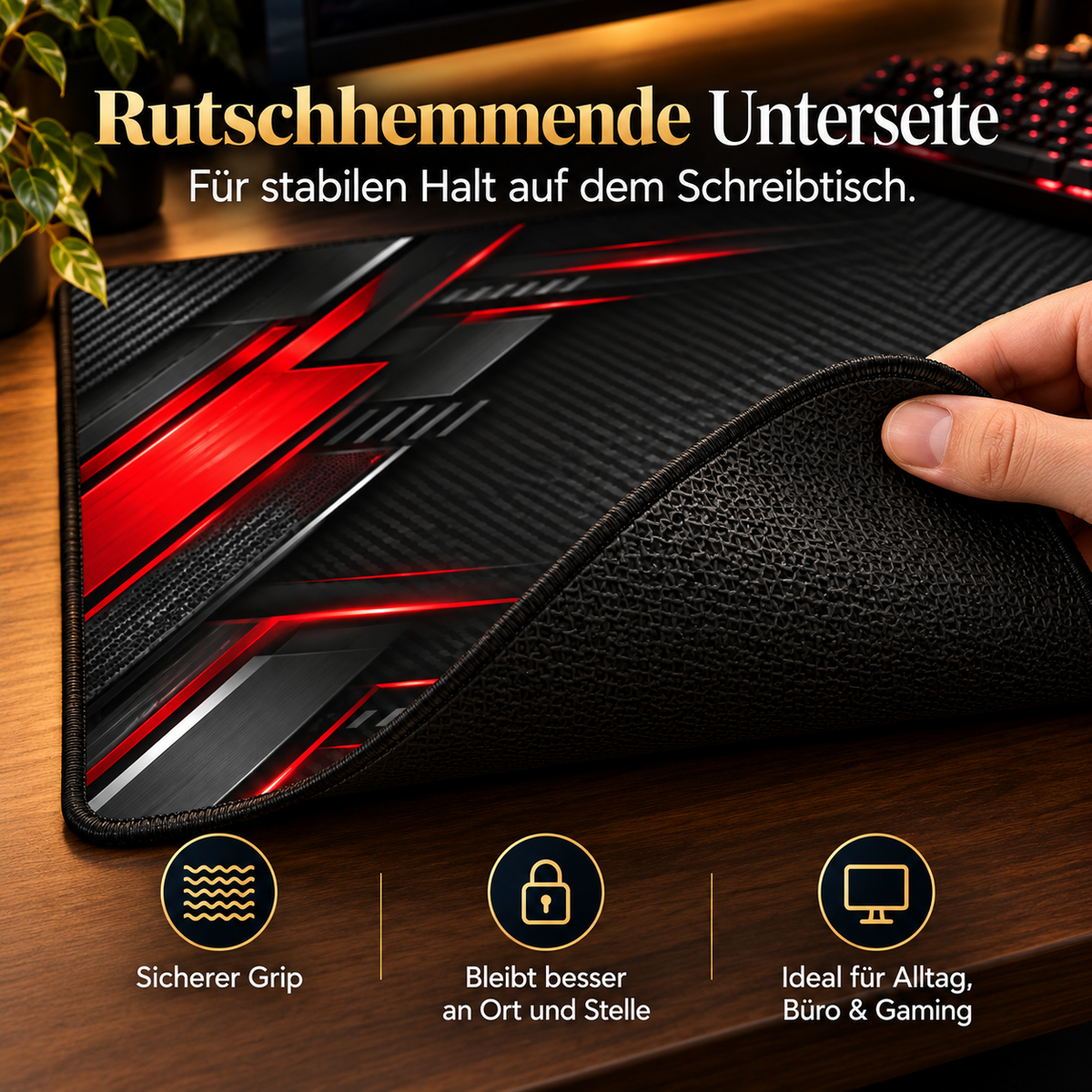Carbon Racing Schreibtischunterlage mit rutschhemmender Unterseite