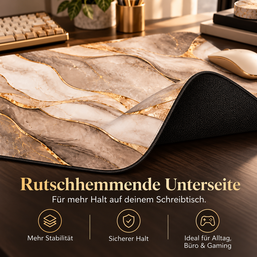 Taupe Art Deco Schreibtischunterlage mit rutschhemmender Unterseite
