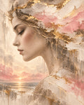 Stille Momente – Goldenes Seitenprofil, digitale Wandkunst