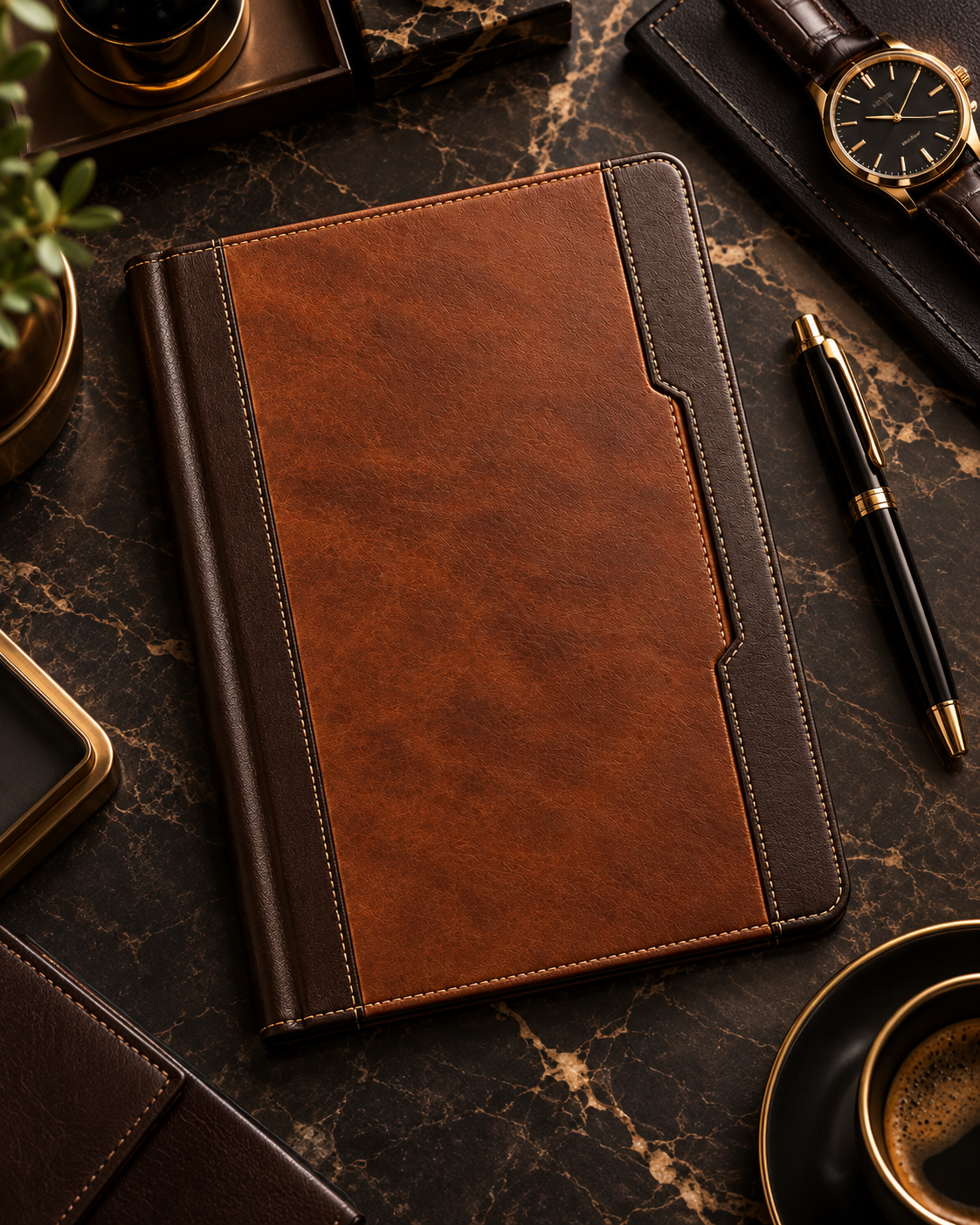 Walnut Executive iPad Hülle – Premium Flatlay