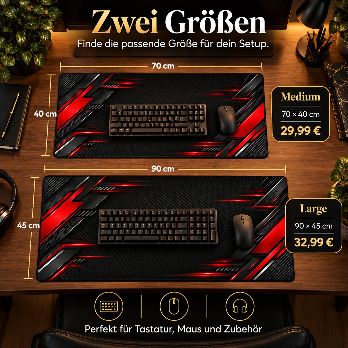 Carbon Racing Schreibtischunterlage in 70 x 40 cm und 90 x 45 cm